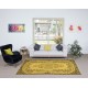 Modern Handmade Turkish Area Rug with Medallion Design & Yellow Background