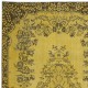 Modern Handmade Turkish Area Rug with Medallion Design & Yellow Background