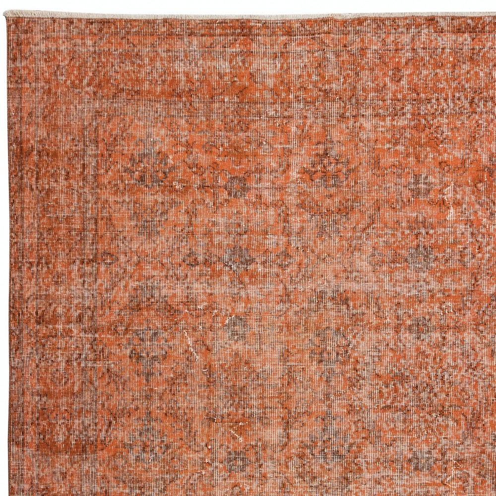 Orange Over-Dyed Handmade Turkish Area Rug for Modern Home & Office Decor
