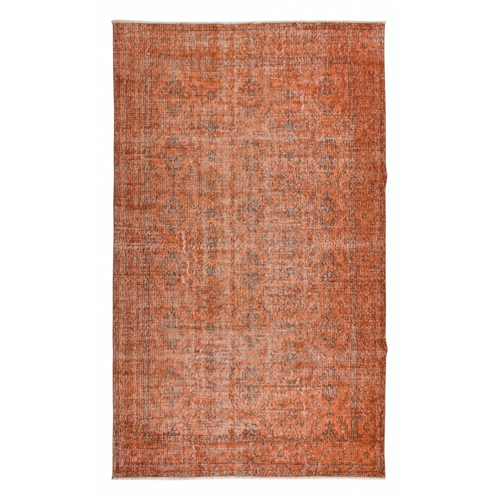 Orange Over-Dyed Handmade Turkish Area Rug for Modern Home & Office Decor