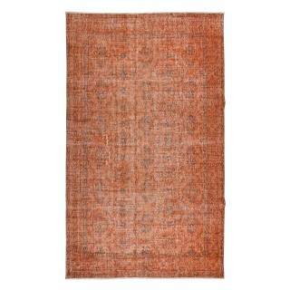Orange Over-Dyed Handmade Turkish Area Rug for Modern Home & Office Decor