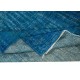 Overdyed Wool Blue Area Rug, Handmade in Turkey, Modern Upcycled Carpet