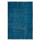 Overdyed Wool Blue Area Rug, Handmade in Turkey, Modern Upcycled Carpet