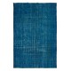 Overdyed Wool Blue Area Rug, Handmade in Turkey, Modern Upcycled Carpet
