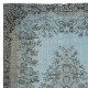 Contemporary Handmade Turkish Wool Area Rug in Baby Blue, Soft Pink & Black Tones