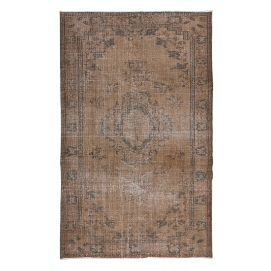 Modern Brown Handmade Area Rug, Contemporary Turkish Wool Carpet