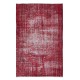 Distressed Turkish Handmade Wool Area Rug in Red, Ideal for Contemporary Interiors