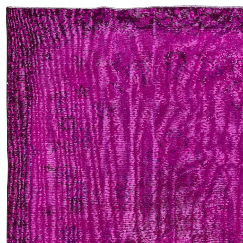 Contemporary Handmade Turkish Floral Pattern Area Rug in Soft Pink