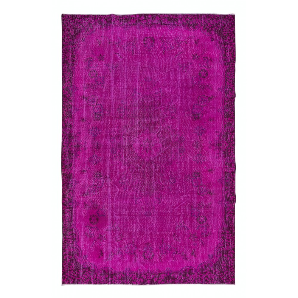 Contemporary Handmade Turkish Floral Pattern Area Rug in Soft Pink