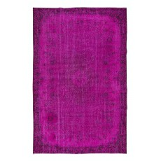 Contemporary Handmade Turkish Floral Pattern Area Rug in Soft Pink