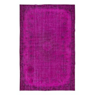 Contemporary Handmade Turkish Floral Pattern Area Rug in Soft Pink