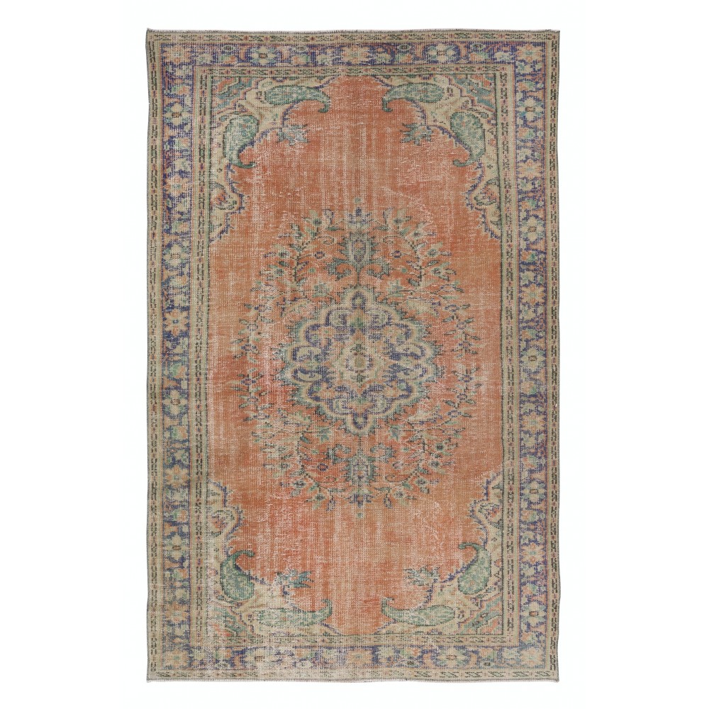 Vintage Turkish Oriental Rug, Tribal Style Wool Hand Knotted Carpet