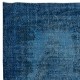 Upcycled Handmade Area Rug in Blue for Modern Home & Office Decor, Turkish Carpet for Bedroom & Living Room Decor