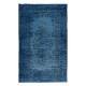 Upcycled Handmade Area Rug in Blue for Modern Home & Office Decor, Turkish Carpet for Bedroom & Living Room Decor