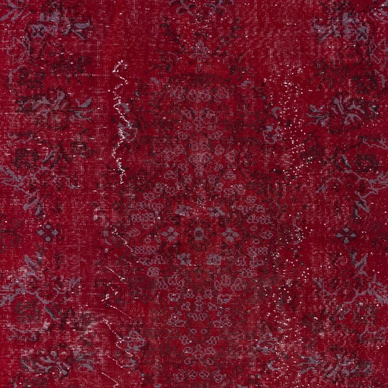 Hand Knotted Turkish Rug in Dark Red, Ideal for Contemporary Interiors