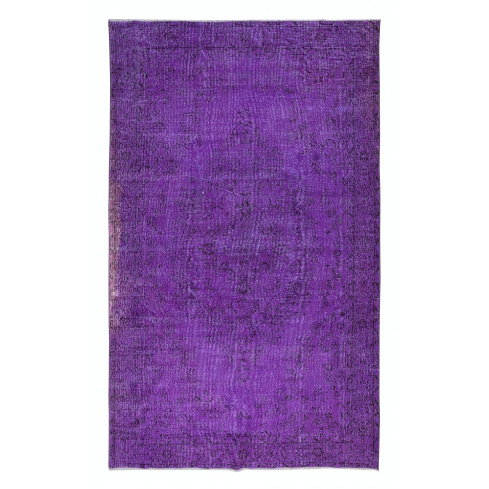 Decorative Area Rug in Purple Color for Modern Interiors, Hand-Knotted in Turkey