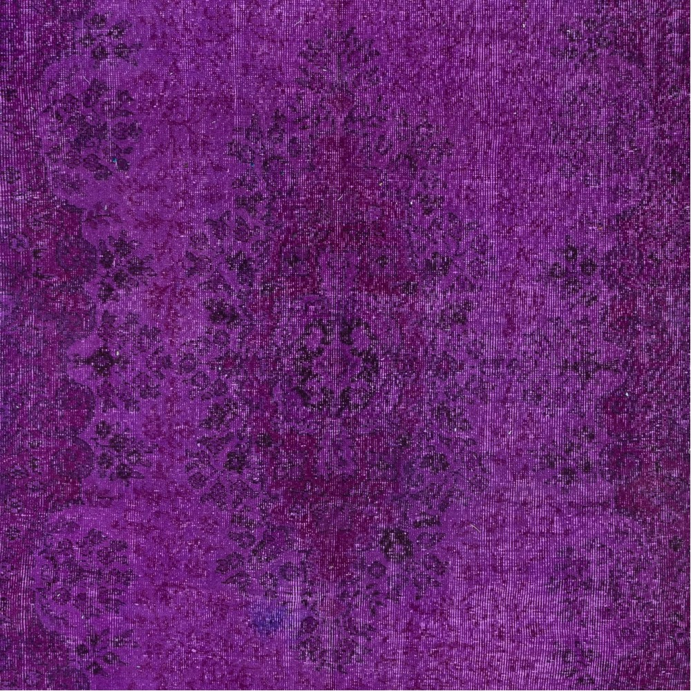 Handmade Turkish Rug in Purple for Bedroom Aesthetic, Modern Living Room Carpet