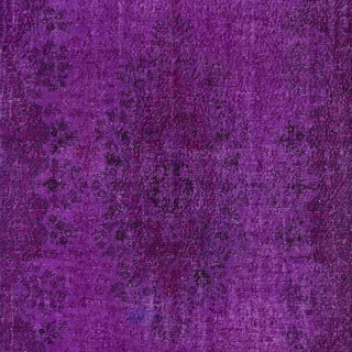 Handmade Turkish Rug in Purple for Bedroom Aesthetic, Modern Living Room Carpet