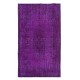 Handmade Turkish Rug in Purple for Bedroom Aesthetic, Modern Living Room Carpet