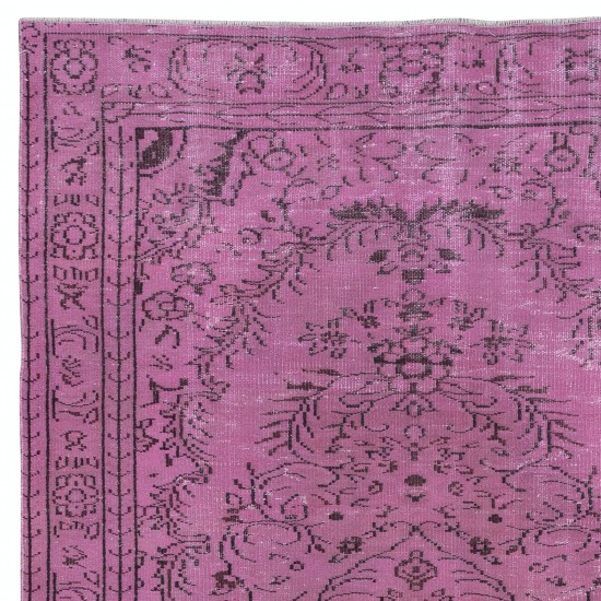 Contemporary Turkish Pink Rug, Handmade Decorative Carpet,  Wool Living Room Rug