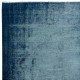 Distressed Handmade Navy Blue Area Rug, Modern Turkish Wool Carpet in Royal Blue