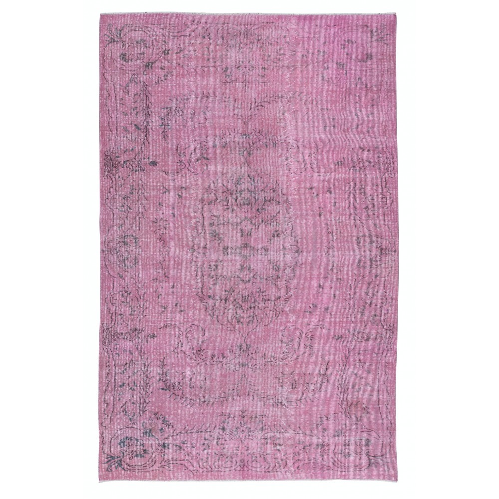 Light Pink Wool Area Rug for Modern Interiors, Handmade in Turkey