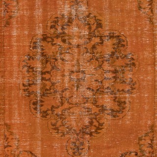 Contemporary Living Room Carpet in Orange, Hand Knotted Turkish Area Rug