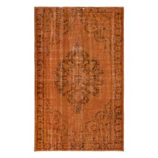 Contemporary Living Room Carpet in Orange, Hand Knotted Turkish Area Rug