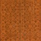 Orange Handmade Turkish Rug with All-Over Botanical Design