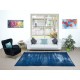 Hand Knotted Blue Area Rug with Shabby Chic Style, Blue Over-Dyed Carpet for Modern Interiors