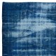 Hand Knotted Blue Area Rug with Shabby Chic Style, Blue Over-Dyed Carpet for Modern Interiors