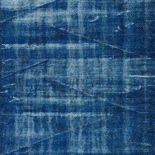 Hand Knotted Blue Area Rug with Shabby Chic Style, Blue Over-Dyed Carpet for Modern Interiors Hand Knotted Blue Area Rug with Shabby Chic Style, Blue Over-Dyed Carpet for Modern Interiors