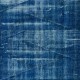 Hand Knotted Blue Area Rug with Shabby Chic Style, Blue Over-Dyed Carpet for Modern Interiors
