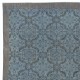 Handmade Flower Design Turkish Area Rug with Solid Border & Light Blue Background