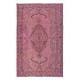 Pink Over-Dyed Handmade Turkish Area Rug for Modern Home & Office Decor