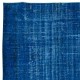 Handmade Turkish Wool Area Rug in Solid Blue 4 Modern Interiors