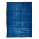 Handmade Turkish Wool Area Rug in Solid Blue 4 Modern Interiors