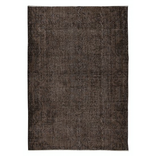 Brown Upcycled Area Rug for Modern Interiors, Hand-Knotted in Turkey