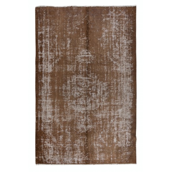 Handmade Carpet with Shabby Chic Style Design, Brown Area Rug