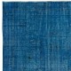 Traditional Handmade Rug in Sapphire Blue, Modern Egyptian Blue Redyed Carpet from Turkey