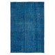 Traditional Handmade Rug in Sapphire Blue, Modern Egyptian Blue Redyed Carpet from Turkey