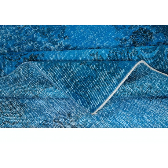 Ocean Blue Handmade Turkish Rug for Living Room, Entrance, Bedroom, Dining Room & Kids Room