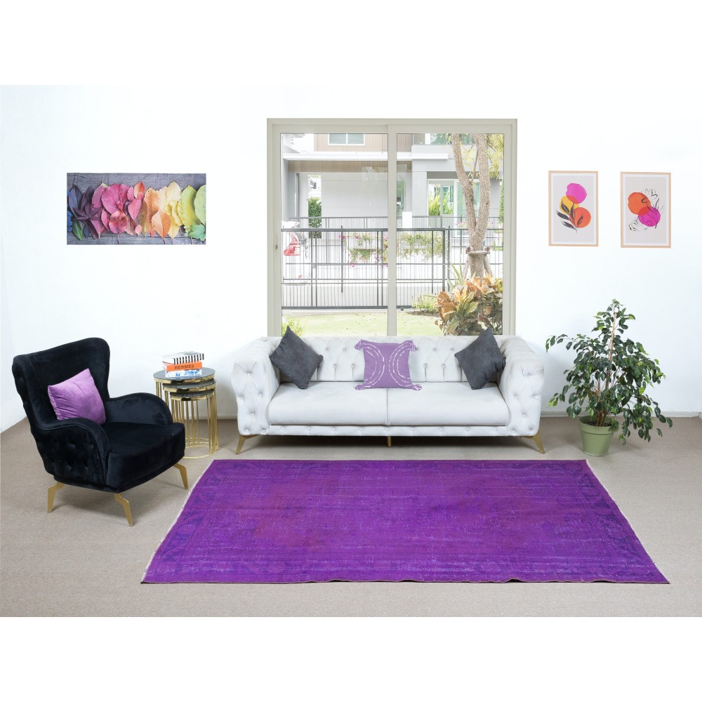 Decorative Handmade Turkish Area Rug in Purple, Great 4 Modern Interiors