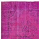 Hand-Made Turkish Area Rug in Pink, Modern Wool and Cotton Carpet