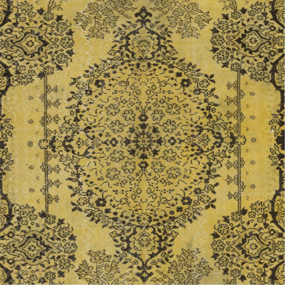 Fantastic Modern Handmade Turkish Rug with Medallion Design & Yellow Field, Art for the Floor