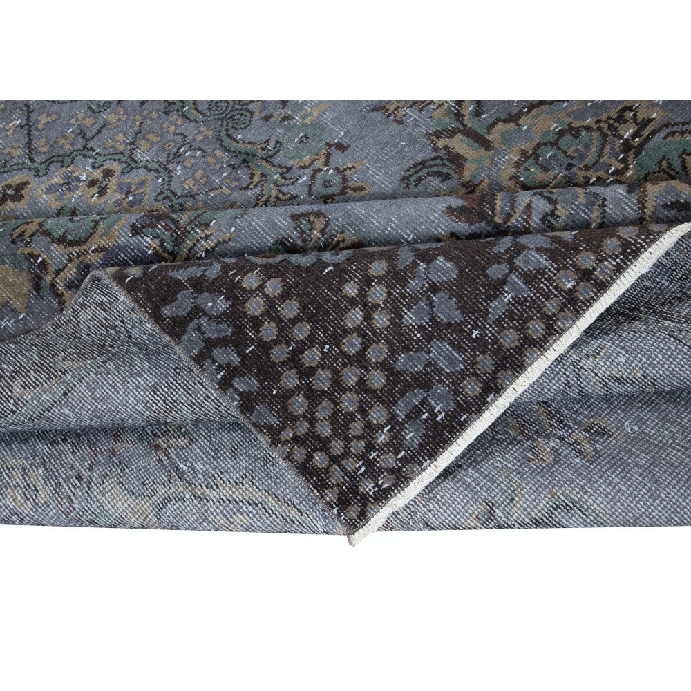 Decorative Handmade Rug in Black & Gray, Turkish Carpet for Modern Home & Office