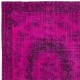 Hot Pink Aubusson Inspired Rug for Modern Interiors, Handmade in Turkey