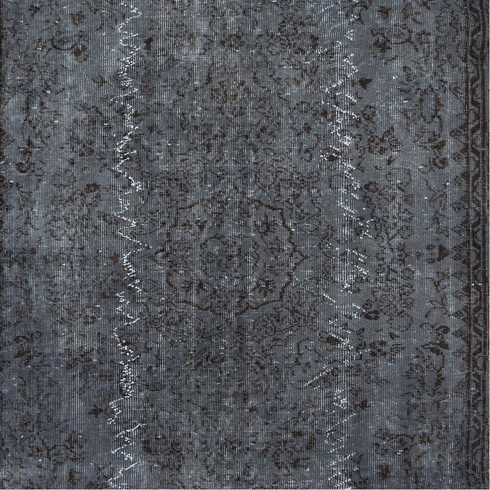 Iron Gray Modern Area Rug from Turkey, Room Size Overdyed Carpet, Handmade Living Room Carpet