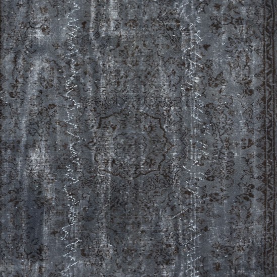 Iron Gray Modern Area Rug from Turkey, Room Size Overdyed Carpet, Handmade Living Room Carpet