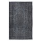 Iron Gray Modern Area Rug from Turkey, Room Size Overdyed Carpet, Handmade Living Room Carpet